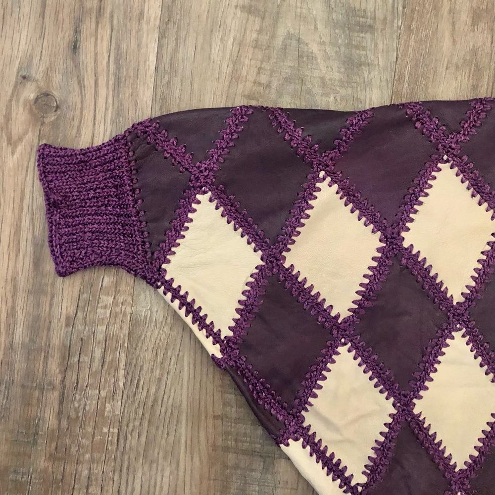 Vintage Patchwork Leather Batwing Top - image 6